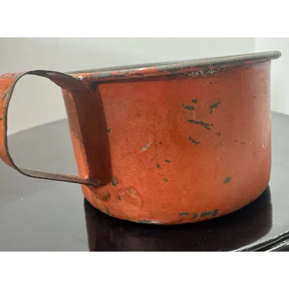 Antique 19th Century Painted Toleware Miniature Tin Mug Measure Primitive AAFA